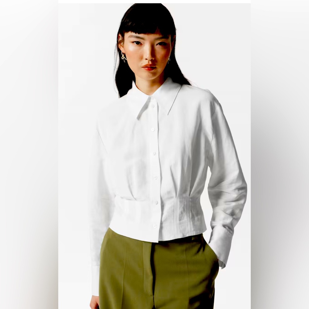 & Other Stories Tapered Linen Button-Up